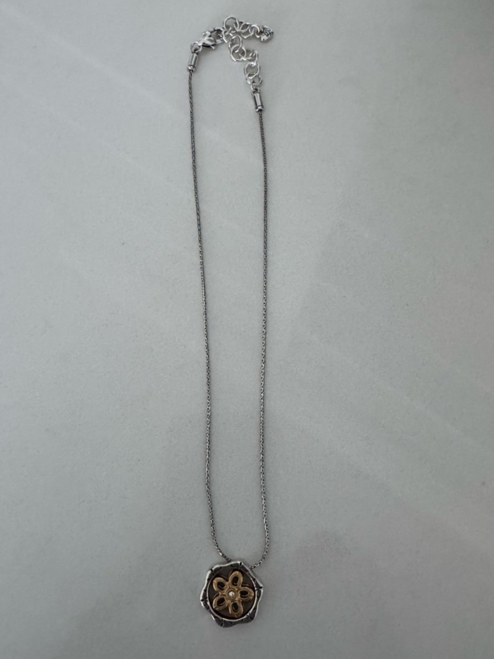 Brighton reversible gold/silver flower necklace